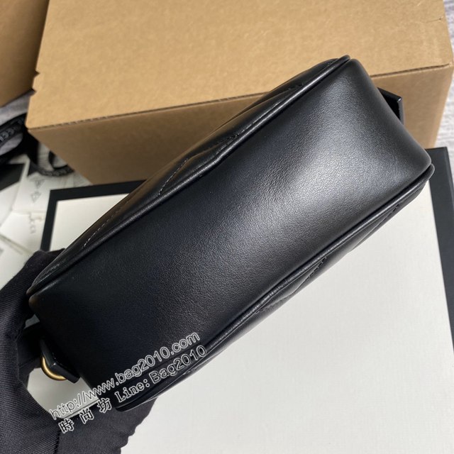 Gucci新款包包 古馳Marmont系列黑色女包 Gucci正品原廠皮相機包 448065  ydg3128